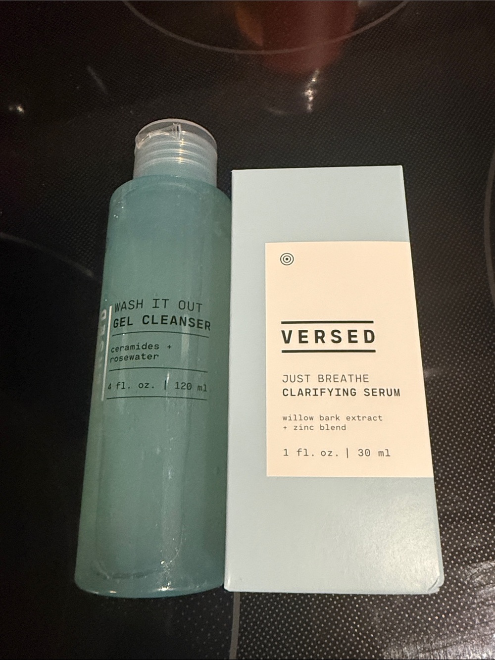 Versed Clarifying Serum & Teal Wash It Out Gel Cleanser Set.  Brand new.